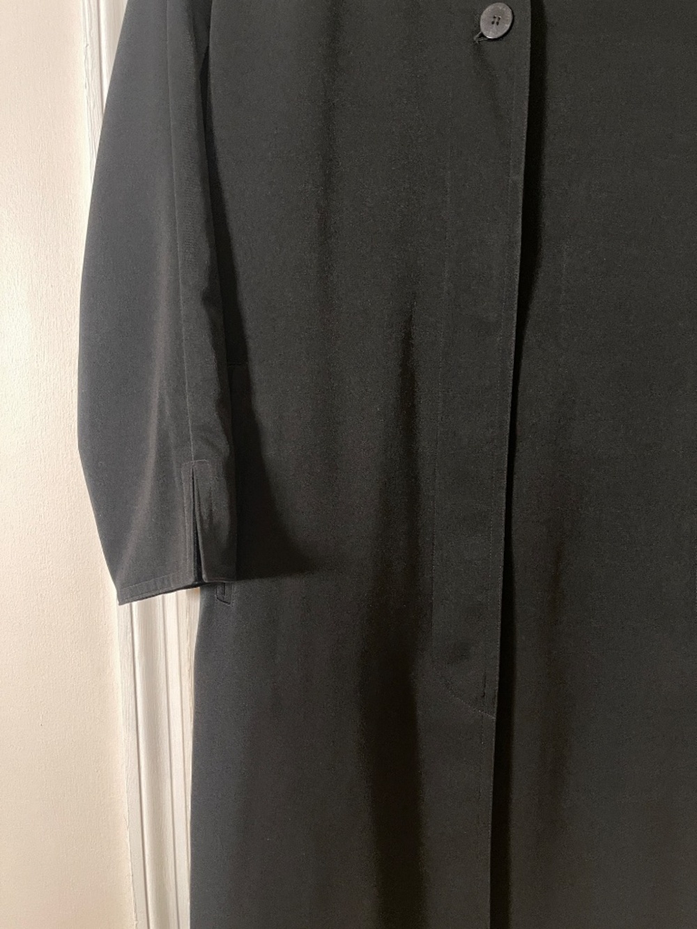 Four seasons london black long trench coat women M - Picture 3 of 12